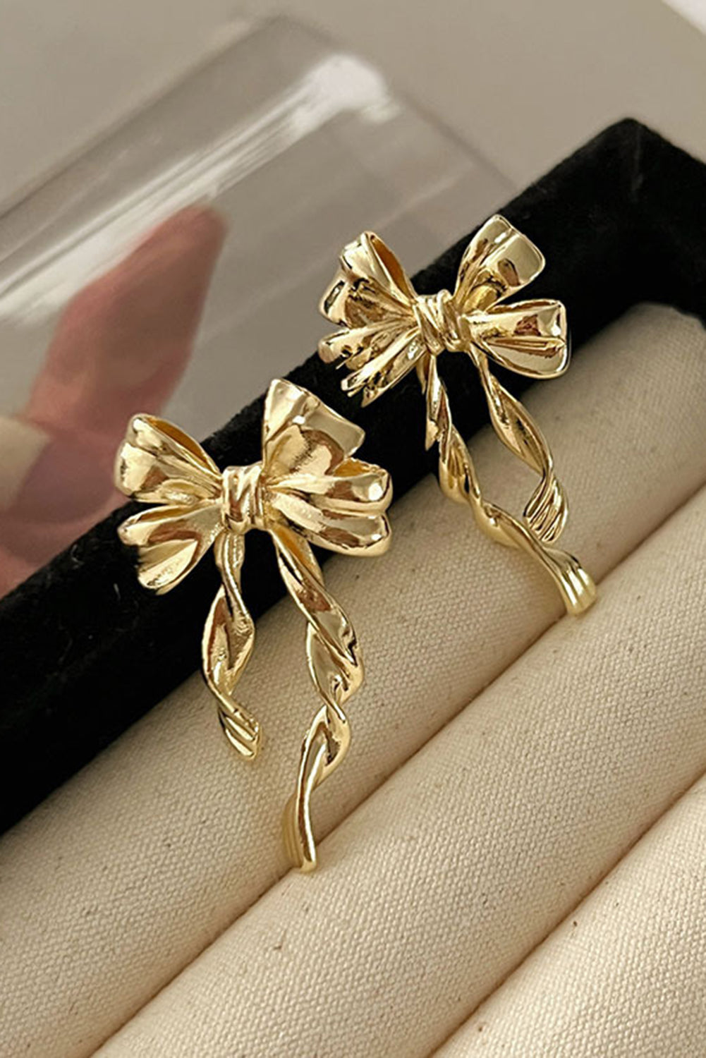 Gold Bow Stud Earrings