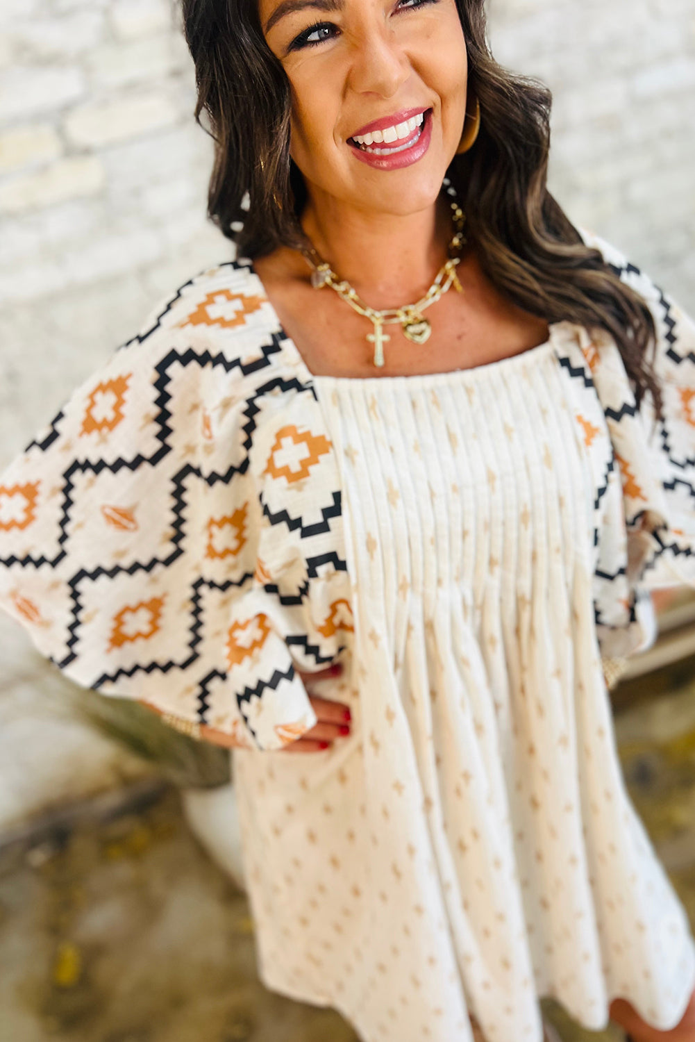 Western Aztec Print Loose Mini Dress