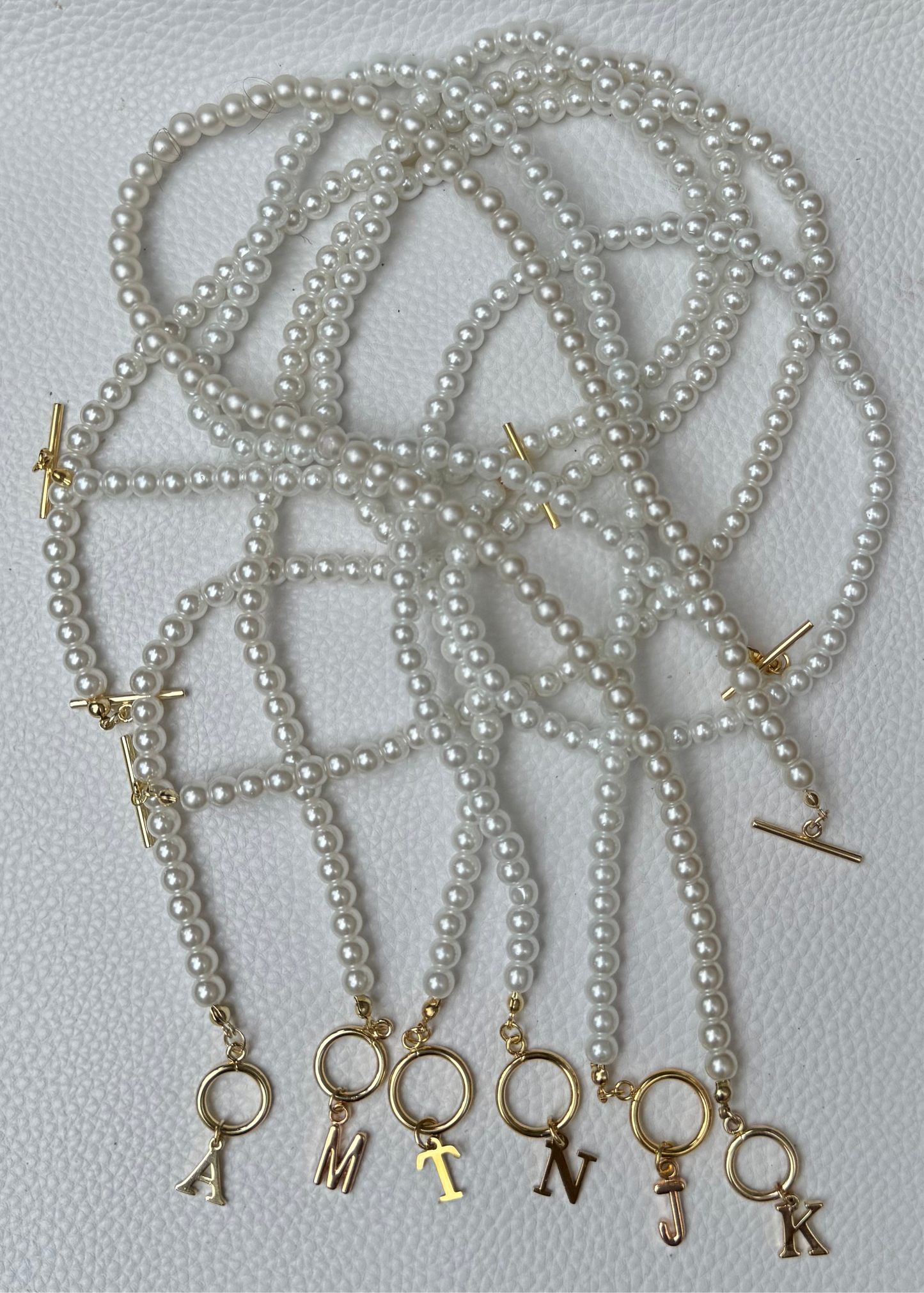 Initial Pearl Necklace with Front Bar Clasp