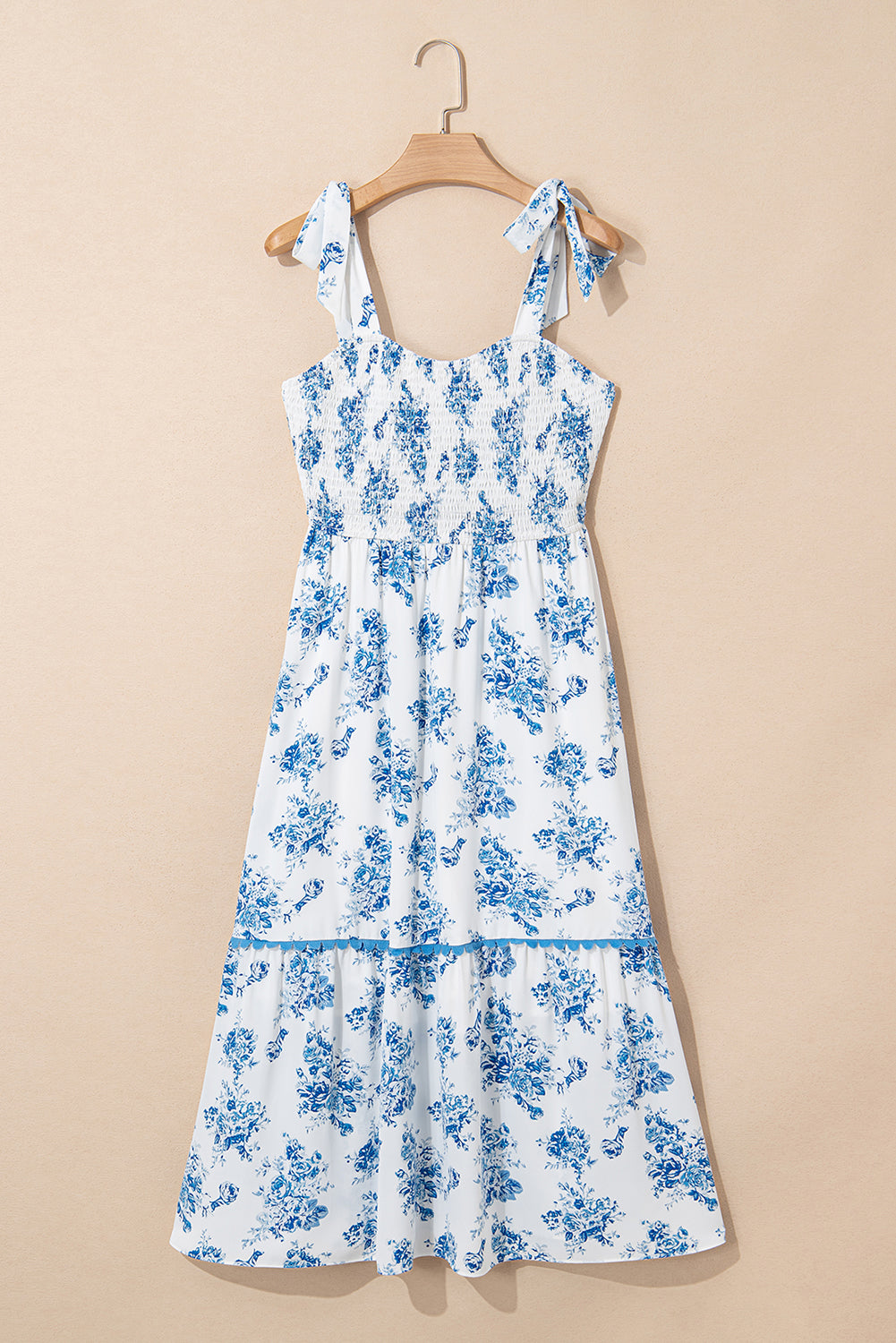 Floral Print Knot Strap Midi Summer Dress