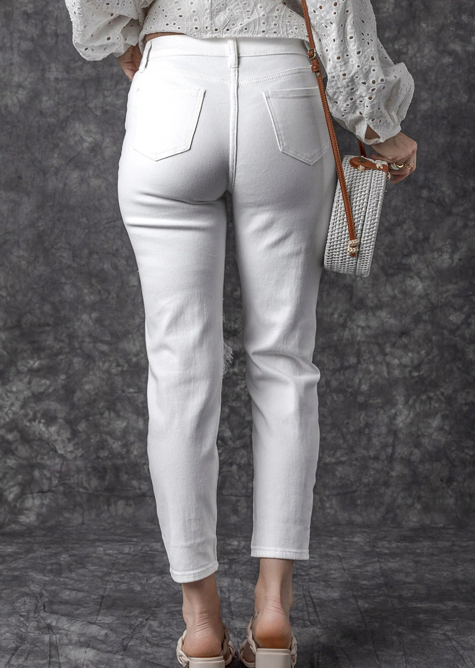 Distressed High Waisted Boyfriend Jeans