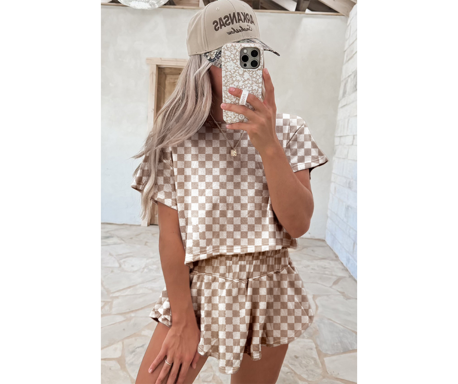 Cropped Tee and Ruffle High Waist Skort Set