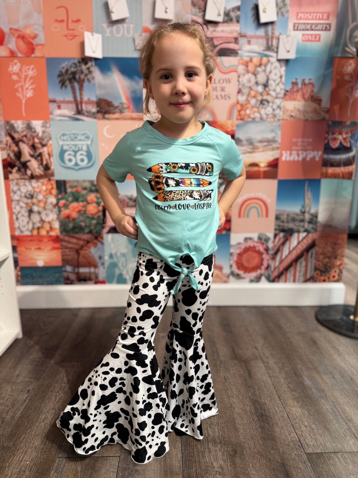 Bell Bottom Cow and Pencil Set