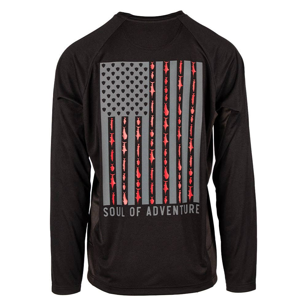 Performance Long Sleeve Shirt Blackout Fins & Stripes-Better On Me Boutique