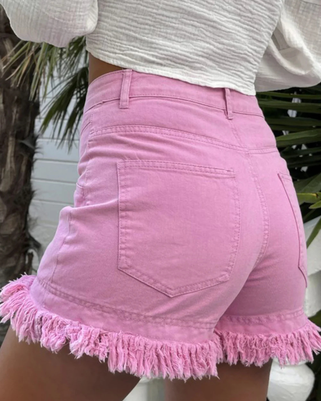 Frayed Edge Mid Rise Denim Shorts