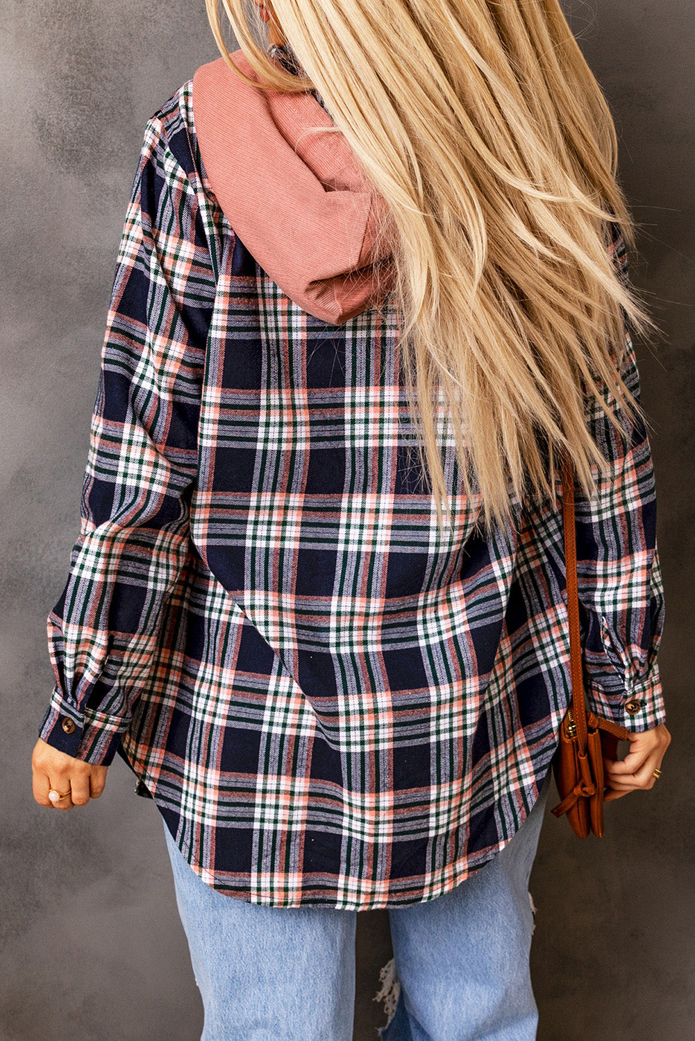 Contrast hooded drawstring plaid button-up top spring 2025, trendy plaid shirt with hood, stylish and casual layering piece, button-up checkered top, relaxed fit flannel hoodie, lightweight and breathable fabric, versatile street style fashion, cozy yet edgy plaid jacket, must-have spring wardrobe essential, modern and casual outerwear, timeless checkered pattern, effortlessly stylish plaid hoodie, comfortable and laid-back fit, perfect for layering, everyday fashion staple, soft and warm spring outfit