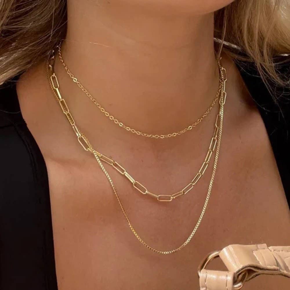 Layered Paper Clip Necklace