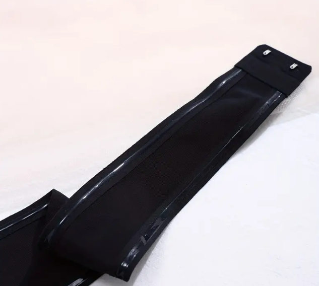 Detailed image of a nude silicone-lined elastic band, showcasing the non-slip grip for added security.