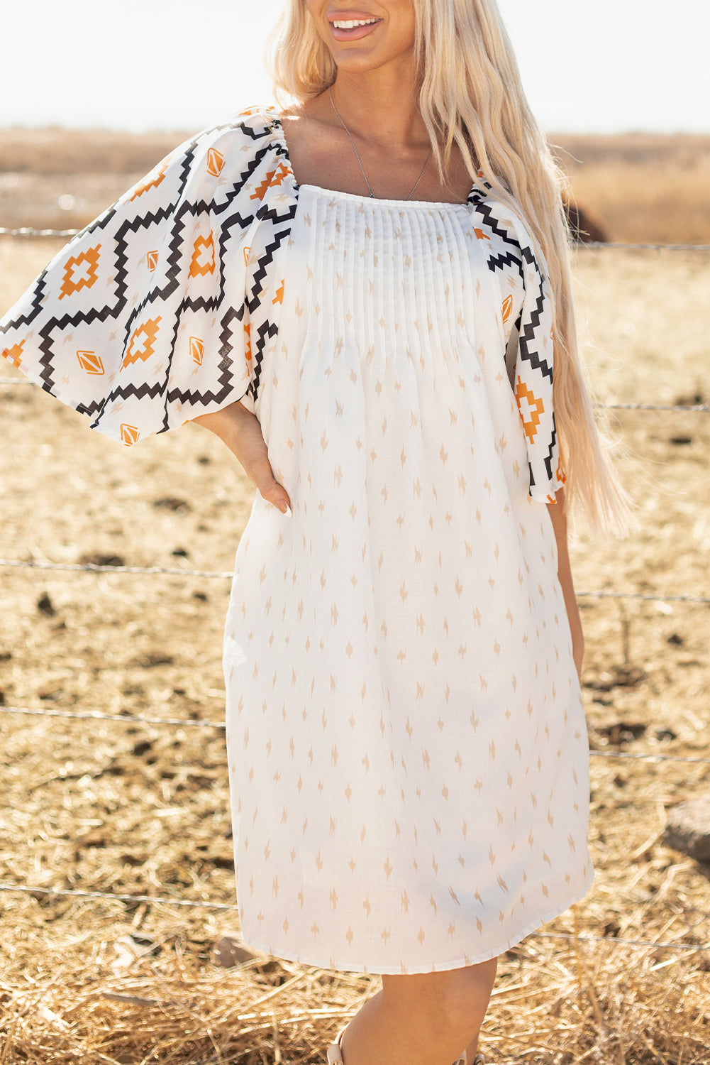 Western Aztec Print Loose Mini Dress