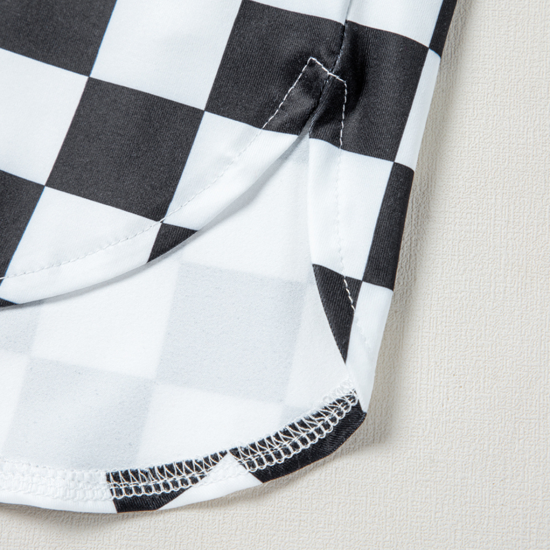 Checkered Print High Waist Shorts