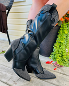 Chunky Heel Rhinestone Western Boots