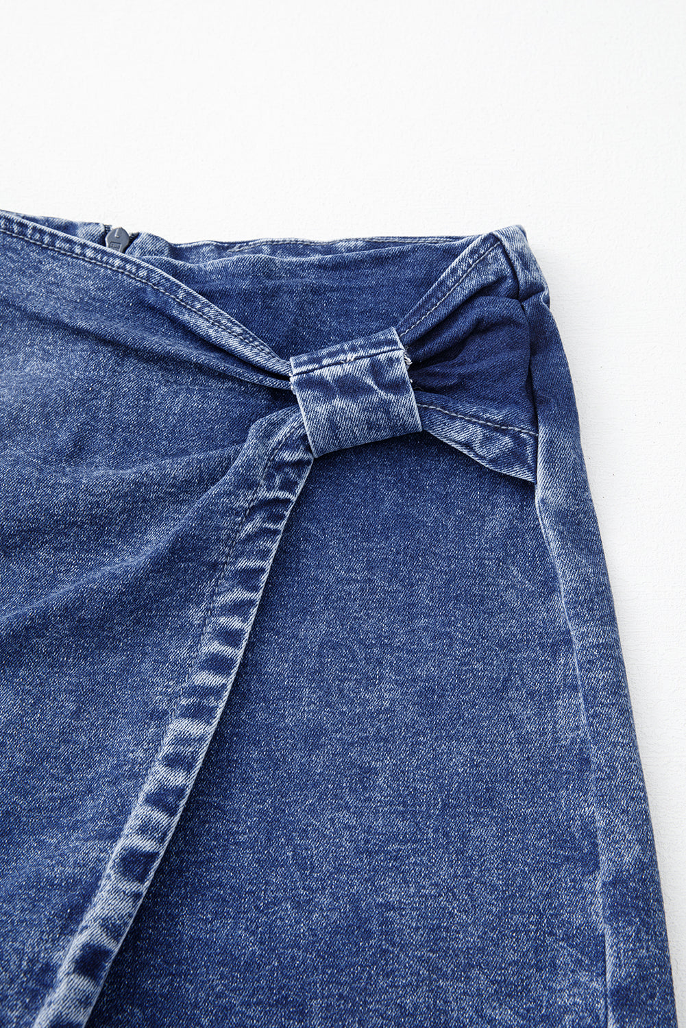 Asymmetric Twisted Wrapped Denim Skort
