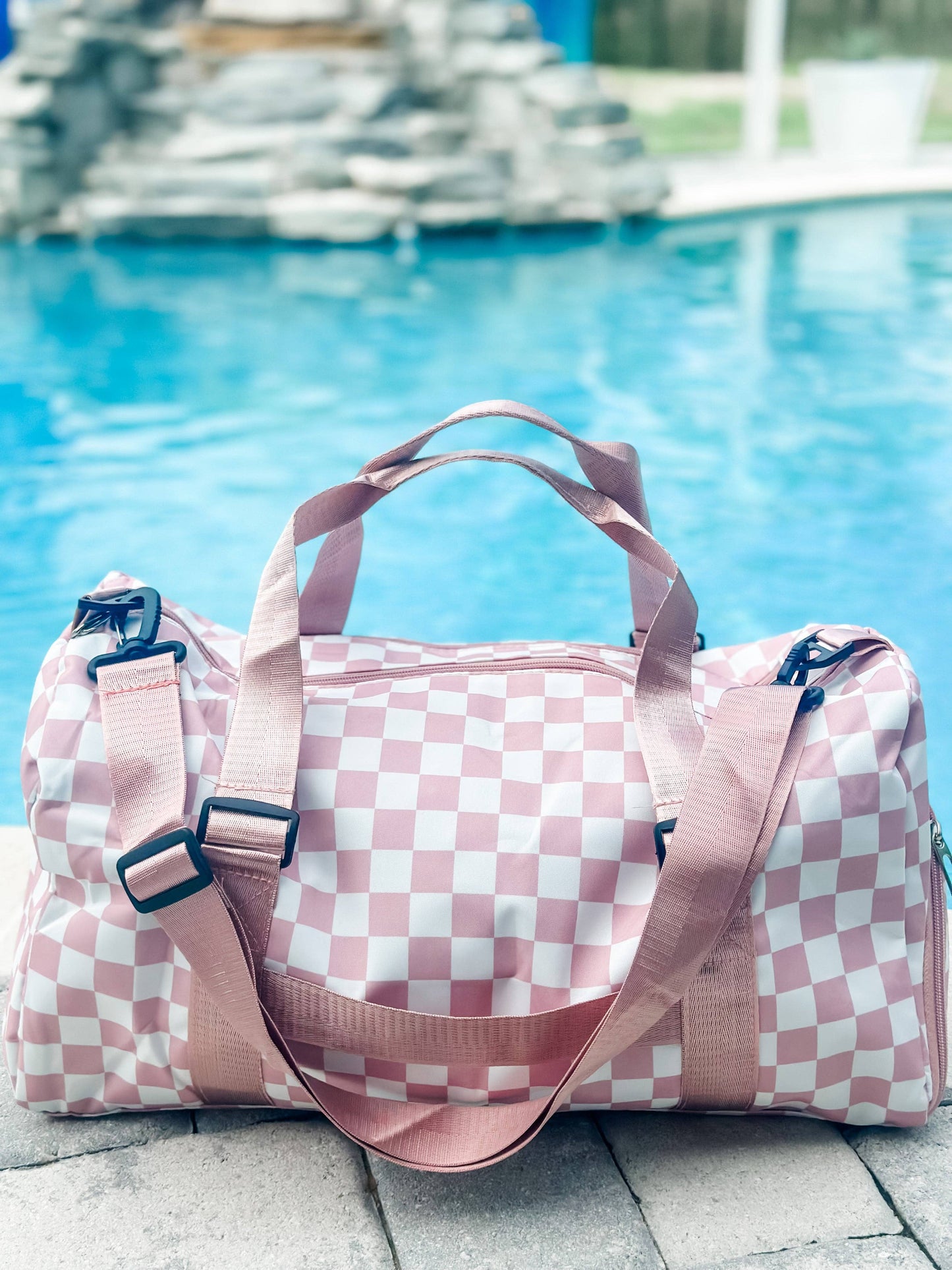 Pink Checkered Duffle Bag-Better On Me Boutique