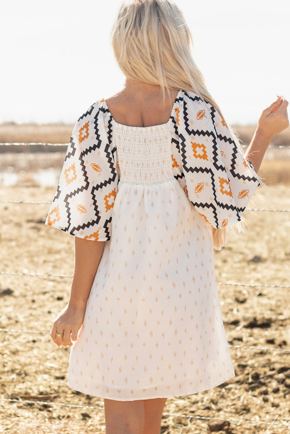 Western Aztec Print Loose Mini Dress
