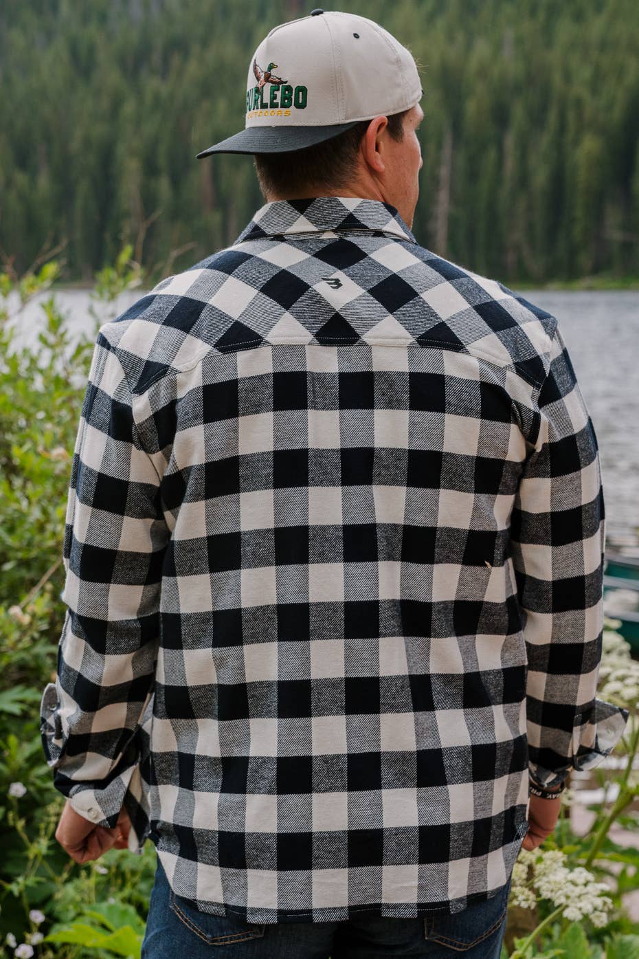 Burlebo black buffalo flannel shirt, classic plaid flannel for men, warm and stylish fall shirt, outdoor and casual wear, black and grey checkered flannel, rugged Burlebo brand shirt for layering