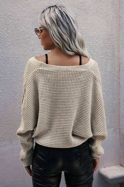 Cross knit sweater for women, stylish and cozy sweater with cross-knit design, trendy knit top for fall and winter, comfortable long-sleeve sweater, versatile layering piece for casual or dressy outfits