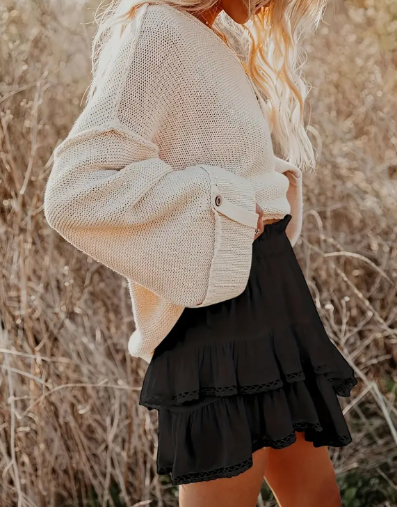 Black boho pleated layered mini skirt, flowy pleated skirt, bohemian style skirt, layered mini skirt, chic and feminine skirt, casual boho outfit, summer wardrobe essential, lightweight boho skirt, trendy mini skirt, effortless boho fashion, cute and versatile skirt, romantic layered design, soft and breathable fabric, perfect for festivals, everyday boho style, stylish and comfortable mini skirt, flirty pleated skirt, elegant yet casual look, versatile wardrobe piece, timeless boho chic