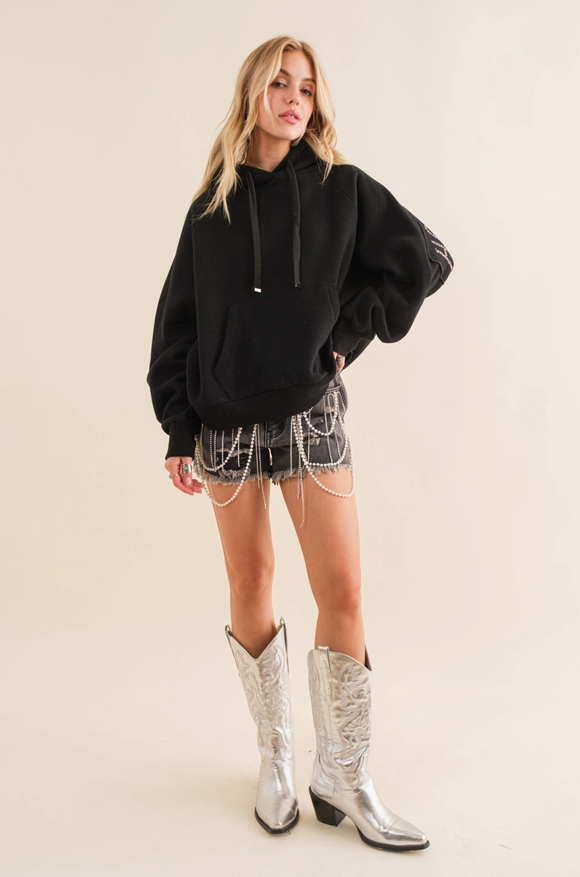 Rhinestone & Jewel Fringe Detail Shorts