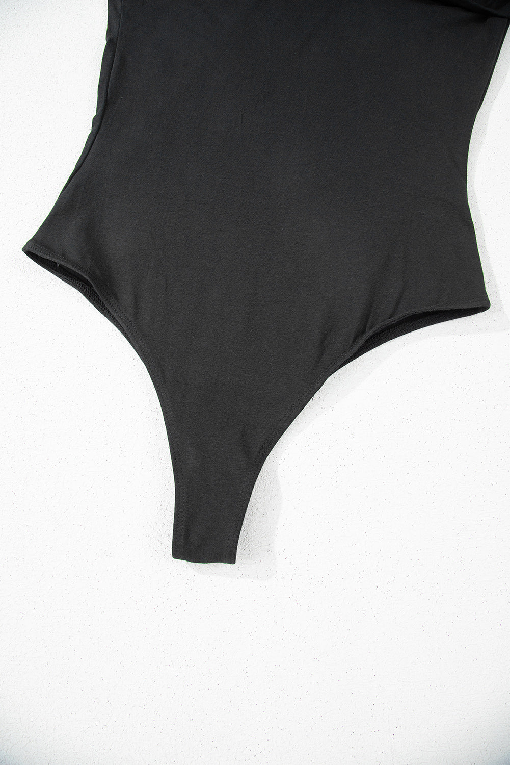 Black Pleated One Shoulder Bodysuit