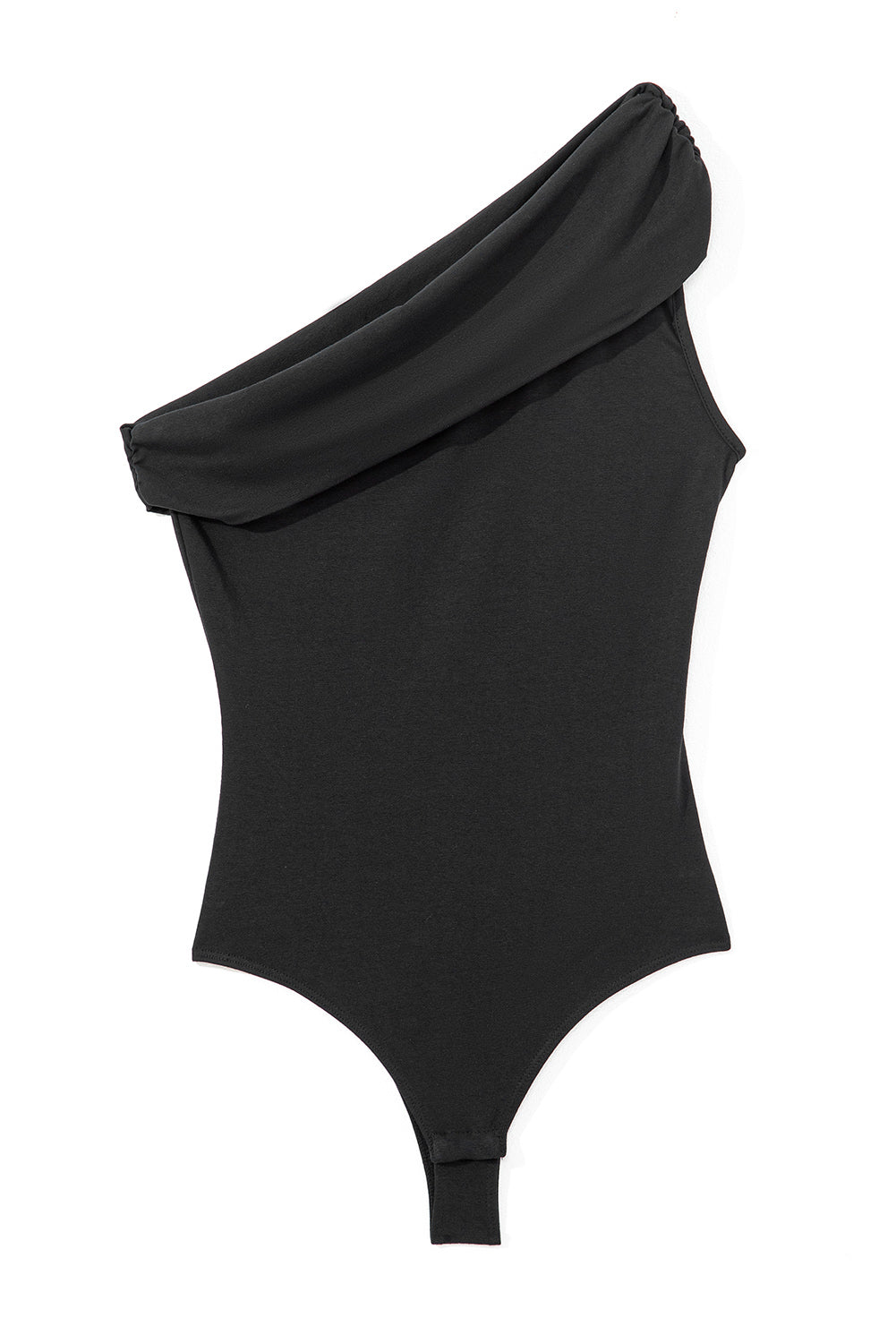 Black Pleated One Shoulder Bodysuit