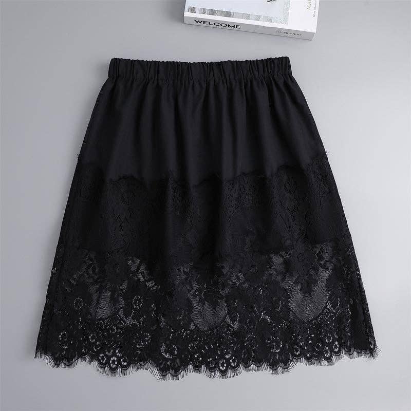 Elegant lace slip skirt for women, featuring a delicate lace overlay and soft, comfortable lining for a chic, feminine look. Perfect for both casual and formal outfits, this versatile lace skirt adds sophistication to date nights, events, or evening wear. With a flattering, flowy fit, this midi-length skirt pairs easily with blouses, camisoles, or sweaters. Available in various sizes and colors, this lace slip skirt is a must-have for adding elegance to any wardrobe