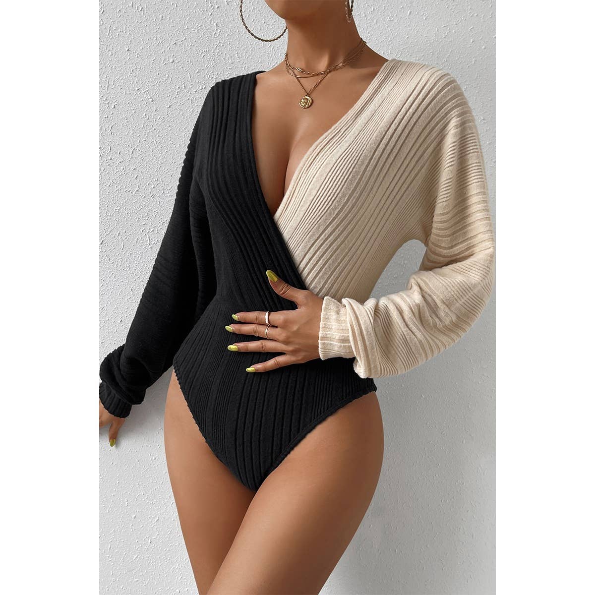 Off the shoulder crisscross bodysuit for women, trendy and stylish bodysuit with crisscross detail, fashionable off-shoulder top, versatile bodysuit for casual or dressy looks, flattering and comfortable one-piece outfit