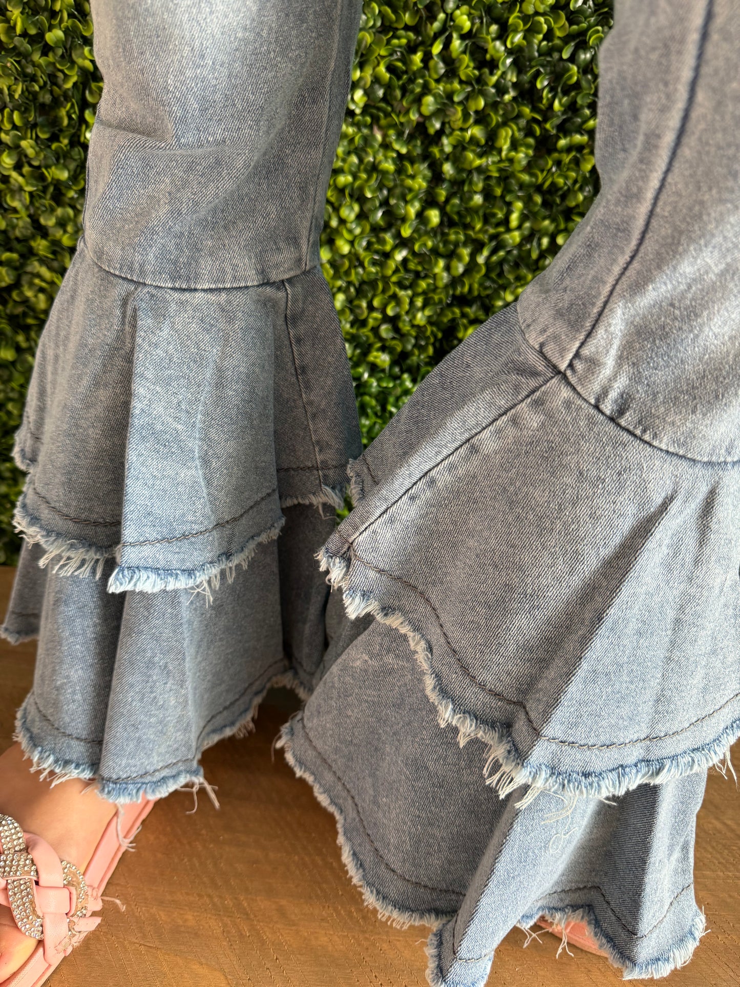 close up of double layer jeans