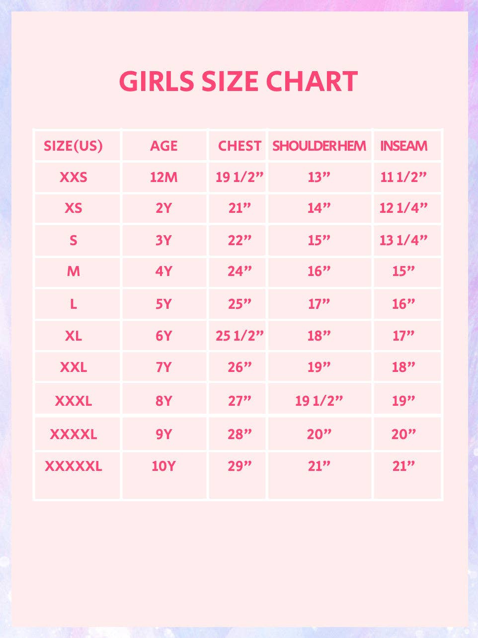 size chart
