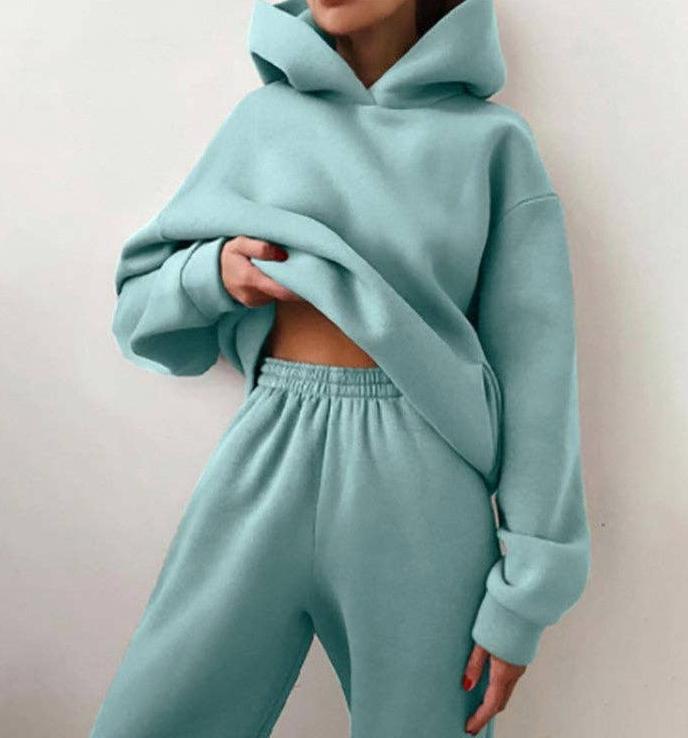 Stylish lake blue jogger and hoodie set for women, featuring a cozy oversized hoodie and matching joggers in a trendy lake blue color. This comfortable lounge set is perfect for casual wear, made from soft, high-quality fabric for warmth and relaxation. Ideal for athleisure, travel, or everyday style, this lake blue hoodie and jogger set combines comfort with modern fashion