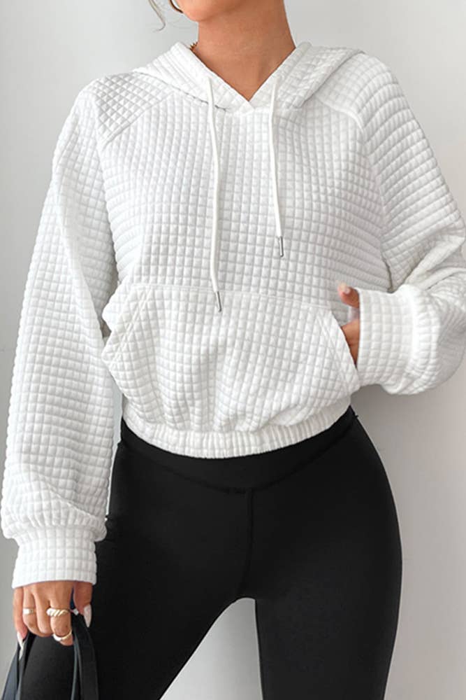 Cropped textured hoodie for women, trendy and comfortable hoodie with a textured fabric, casual cropped sweatshirt, perfect for layering or standalone wear, stylish hoodie for fall and winter fashion