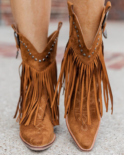 Pointed Toe Western Tassel Cowboy Boots