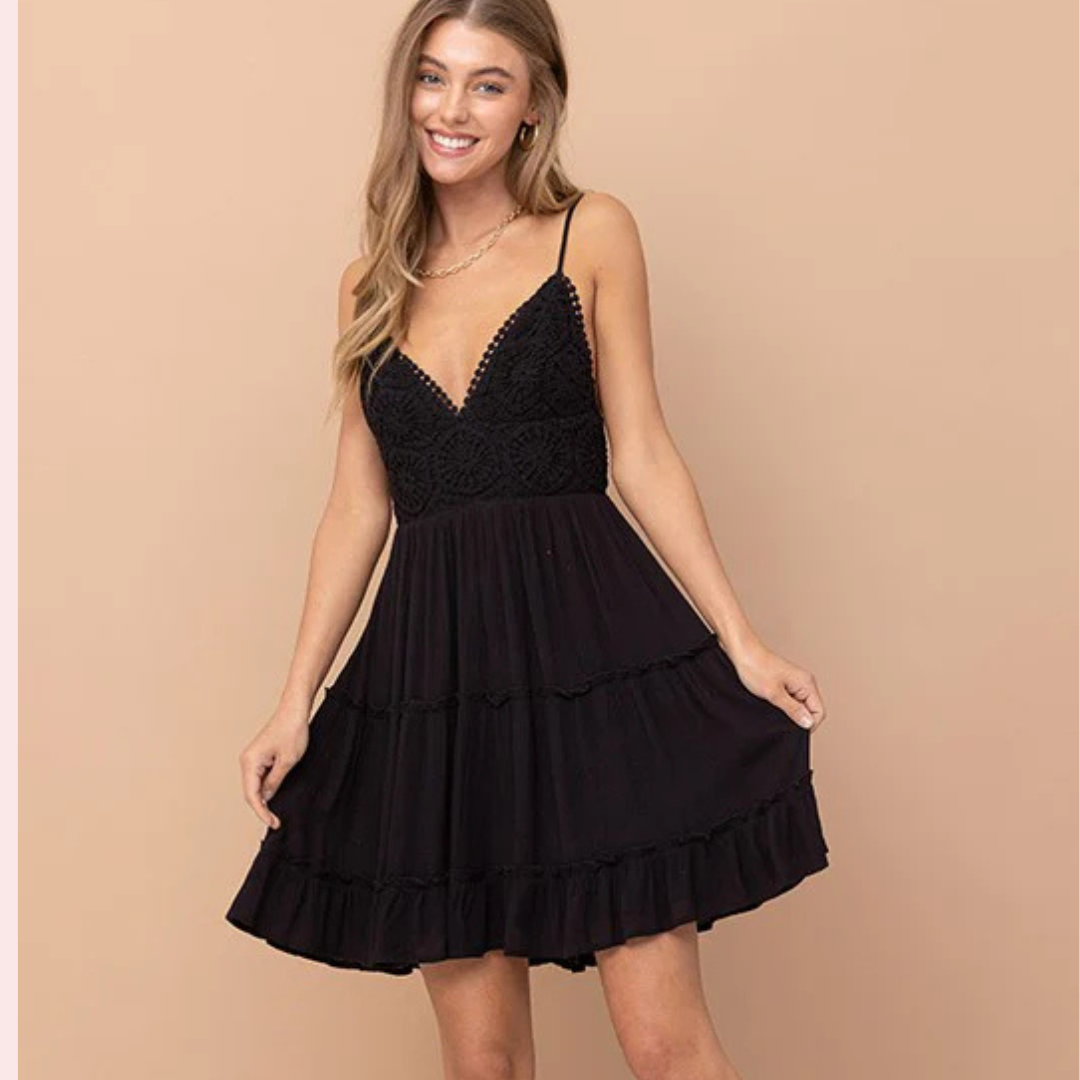 Lace Cami Tie Back Dress
