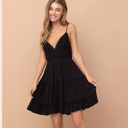 Lace Cami Tie Back Dress