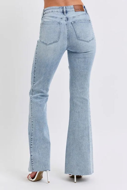 Judy Blue rhinestone flare jeans, Mid rise jeans, Rhinestone jeans, Country concert flare jeans, Judy Blue flare jeans for women, Sparkle jeans for country concert, Flare jeans with rhinestones, Western glam jeans, Festival denim, Jeans to wear with cowboy boots, Tummy Control Jeans