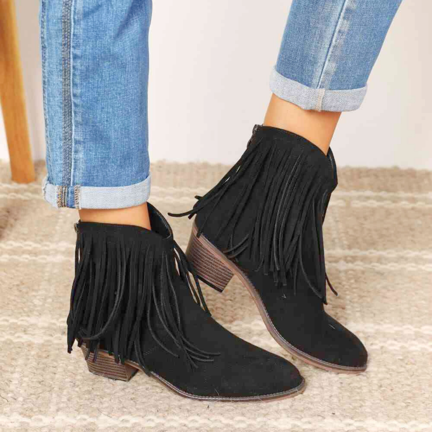 Suede fringe ankle boots, Western fringe boots, Pointed toe cowgirl boots, Fringe cowboy boots for women, Ankle cowgirl boots, Country concert boots, Nashville fringe boots, Festival boots with fringe, Western ankle boots, Faux suede fringe boots